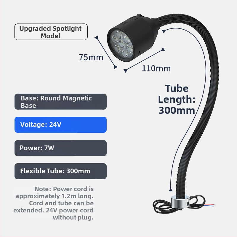 LED φως εργασίας μηχανουργείου με μαγνητική βάση και εύκαμπτο σωλήνα για τόρνο