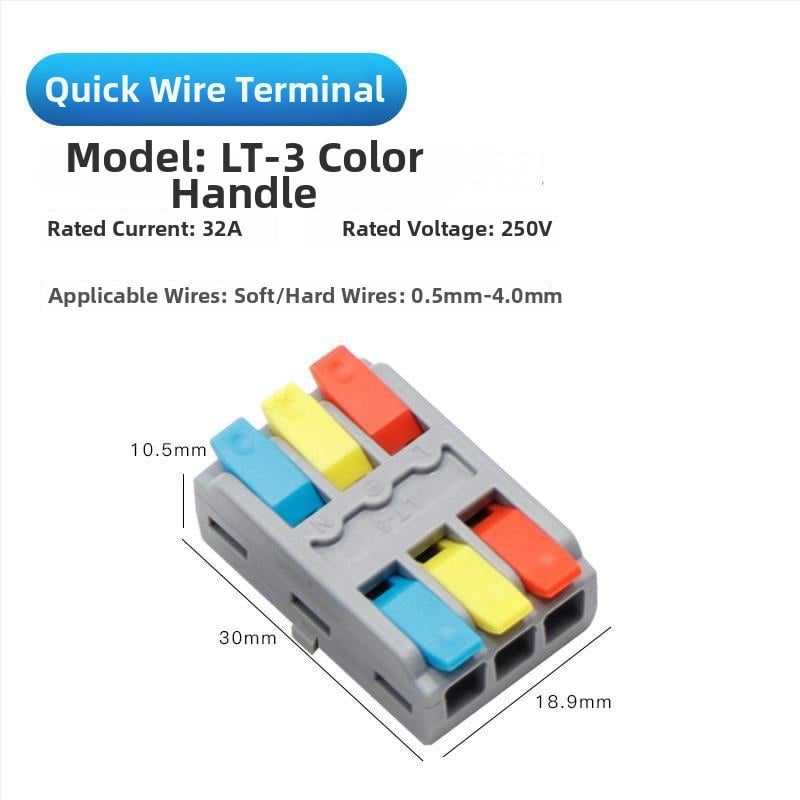 LT-123 Push-In Διακλαδωτής Τερματικού Μπλοκ για Στερεά Καλώδια