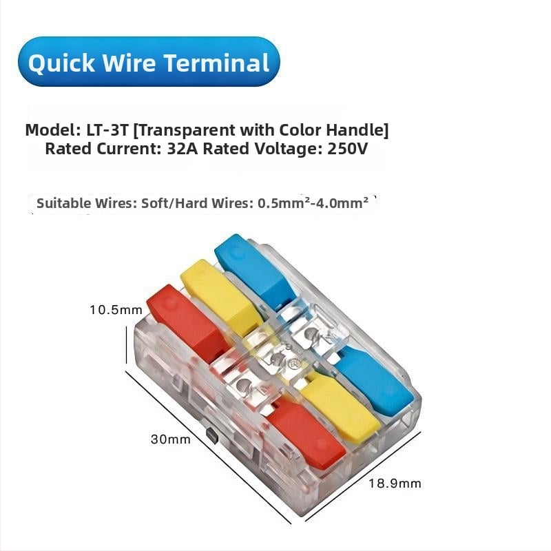 LT-123 Push-In Διακλαδωτής Τερματικού Μπλοκ για Στερεά Καλώδια