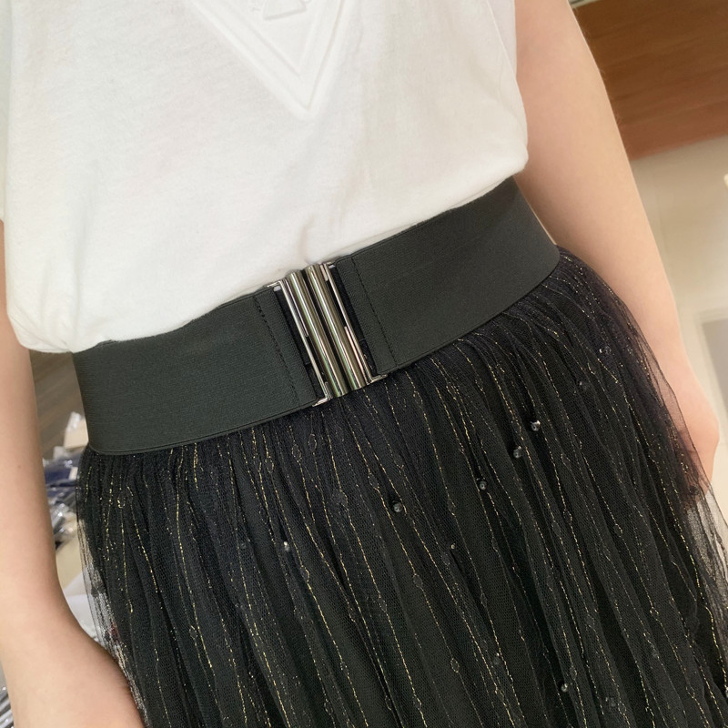 Centură elastică pentru talie, pentru rochie, cu dungi, cu buclă simplă, textură moale