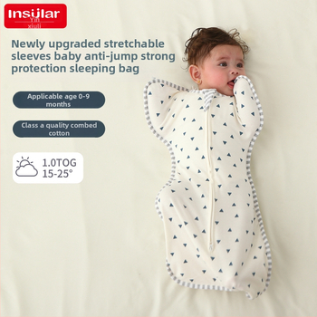 Βρεφικός υπνόσακος από 95%+ βαμβάκι, αντι-startle σχεδίαση, αποσπώμενα μανίκια, τεσσάρων εποχών, φερμουάρ νάιλον