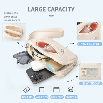 JUNI Geantă crossbody din nylon — unisex, ultra-ușoară, economisire de spațiu, pentru sporturi în aer liber, stil stradal