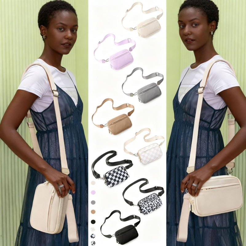 JUNI Geantă crossbody din nylon — unisex, ultra-ușoară, economisire de spațiu, pentru sporturi în aer liber, stil stradal