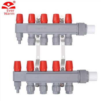 Rozdeľovač vody pre podlahové vykurovanie PPR – vysoký tok, moderný minimalistický štýl, materiál PP-R, montáž závitom, priemer vetiev 20 mm, prevádzková teplota 70°C, Forever Warm