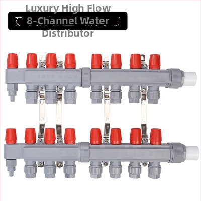 Rozdeľovač vody pre podlahové vykurovanie PPR – vysoký tok, moderný minimalistický štýl, materiál PP-R, montáž závitom, priemer vetiev 20 mm, prevádzková teplota 70°C, Forever Warm