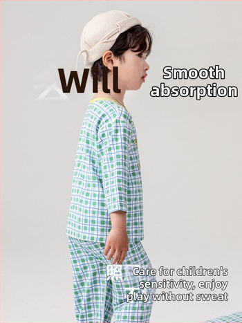 Σετ πιτζάμών για παιδιά - Yassel βισκόζη-ελαστάν, στρογγυλός λαιμός, 3/4 μανίκια, μοτίβο καρτούν, απομάκρυνση υγρασίας