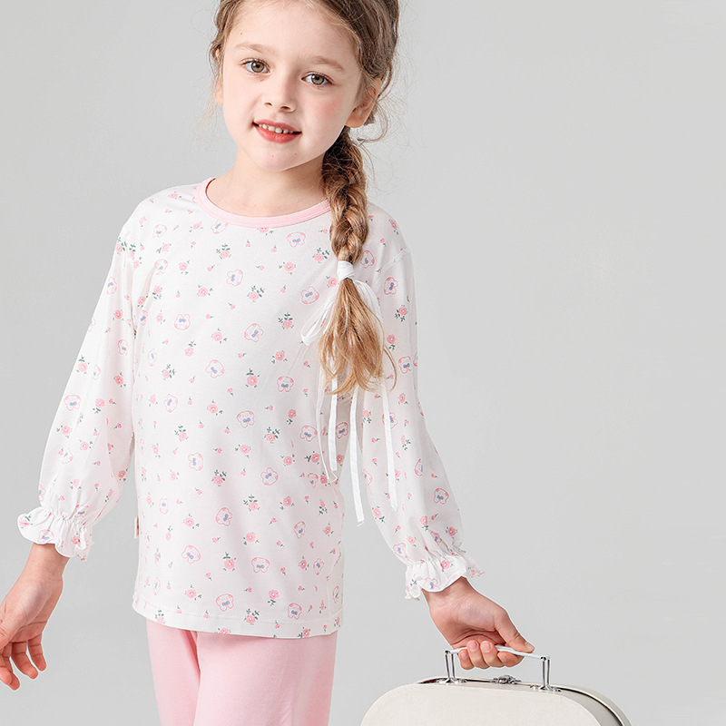 Σετ πιτζάμών για παιδιά - Yassel βισκόζη-ελαστάν, στρογγυλός λαιμός, 3/4 μανίκια, μοτίβο καρτούν, απομάκρυνση υγρασίας