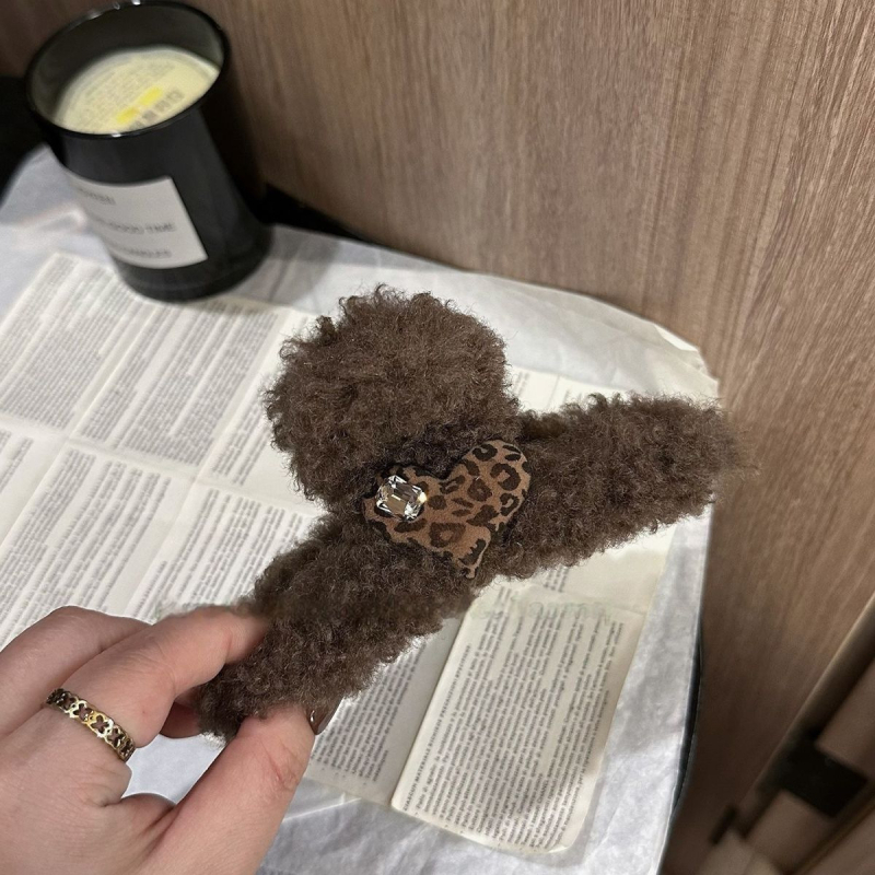 Леопардов принт клип за коса с панделка и форма на акула, ръчна изработка, кадифена и сатенена материя