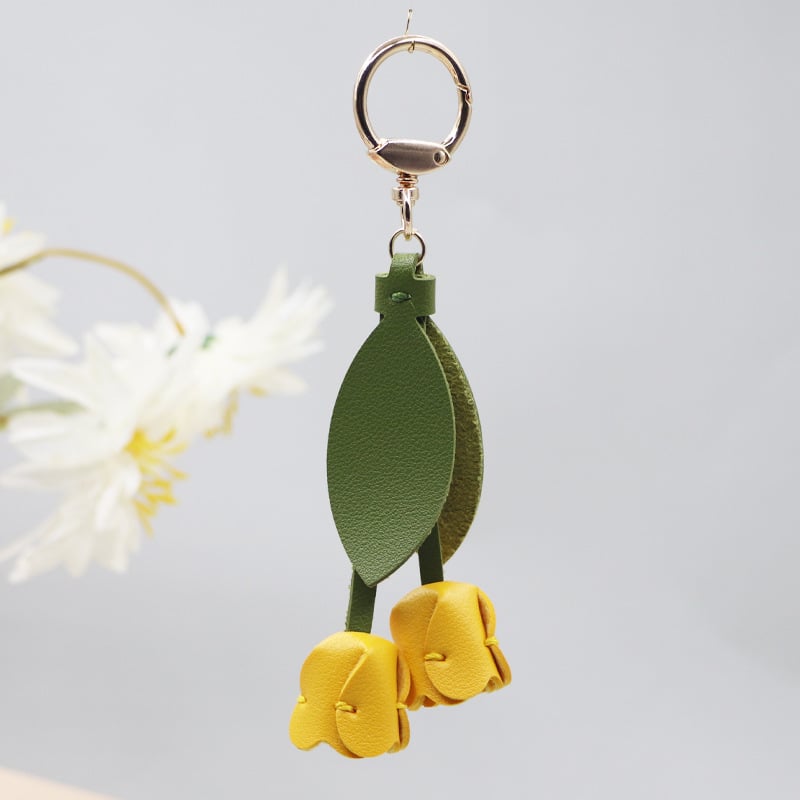 Kľúčenka s motívom tulipánu; PU koža; moderný umelecký štýl; značka Jin Shang; štandardné balenie