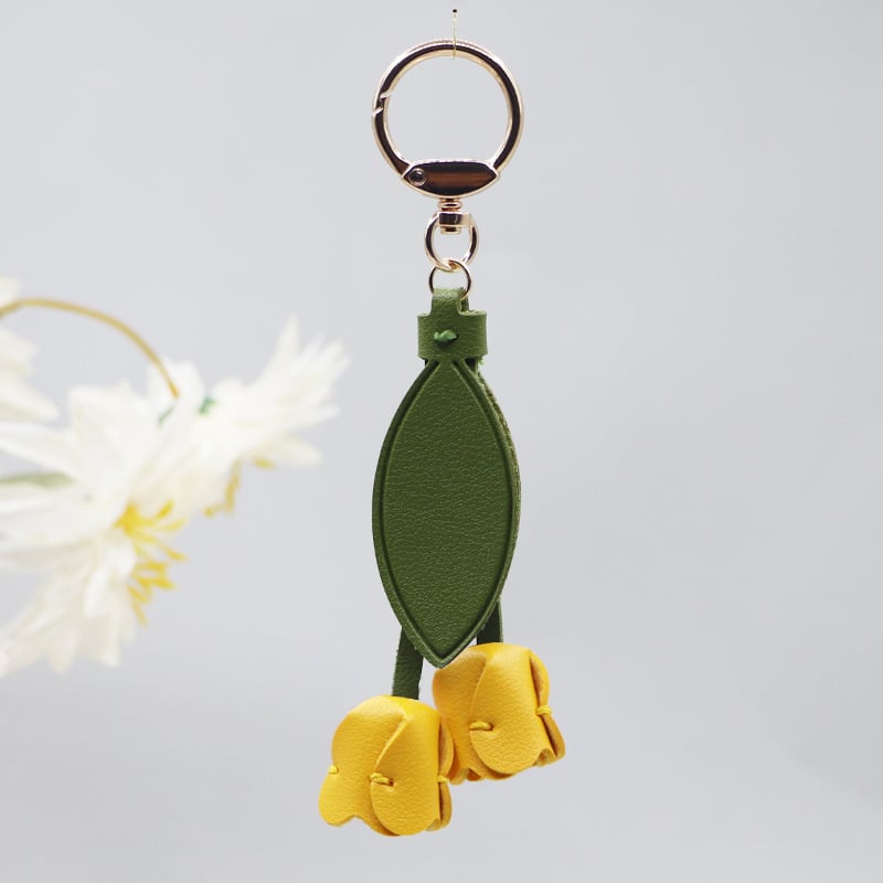 Kľúčenka s motívom tulipánu; PU koža; moderný umelecký štýl; značka Jin Shang; štandardné balenie
