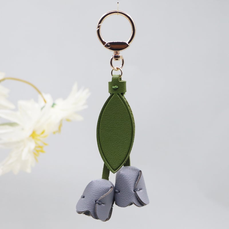 Kľúčenka s motívom tulipánu; PU koža; moderný umelecký štýl; značka Jin Shang; štandardné balenie