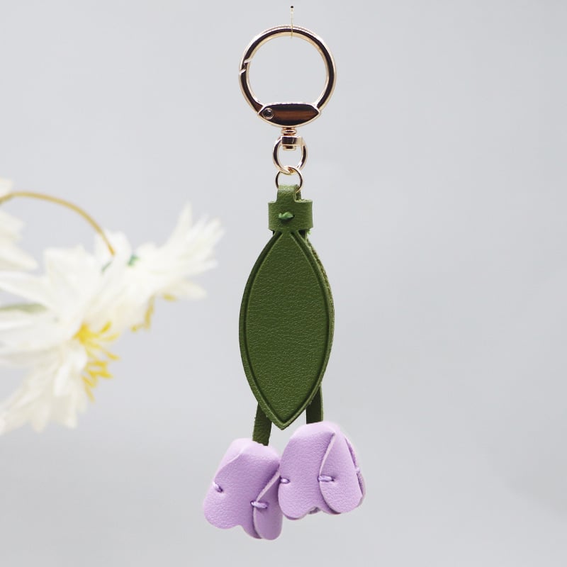 Kľúčenka s motívom tulipánu; PU koža; moderný umelecký štýl; značka Jin Shang; štandardné balenie