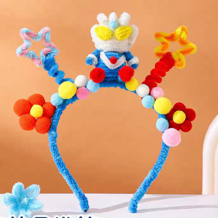 Лента за глава - ръчно изработена, смесени материали, стил Cartoon, свеж и сладък, унисекс, Пролет 2024