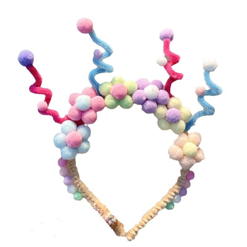 Лента за глава - ръчно изработена, смесени материали, стил Cartoon, свеж и сладък, унисекс, Пролет 2024