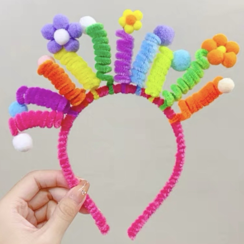 Лента за глава - ръчно изработена, смесени материали, стил Cartoon, свеж и сладък, унисекс, Пролет 2024