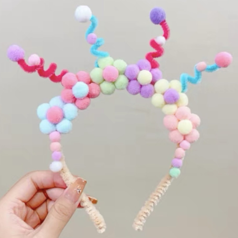 Лента за глава - ръчно изработена, смесени материали, стил Cartoon, свеж и сладък, унисекс, Пролет 2024