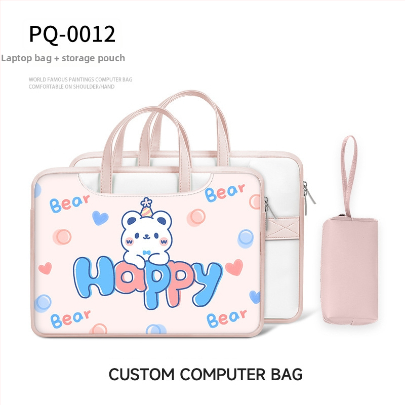 Geantă pentru laptop din PU piele, impermeabilă, rezistentă la abraziune, absorbție a șocurilor, imprimeu anime