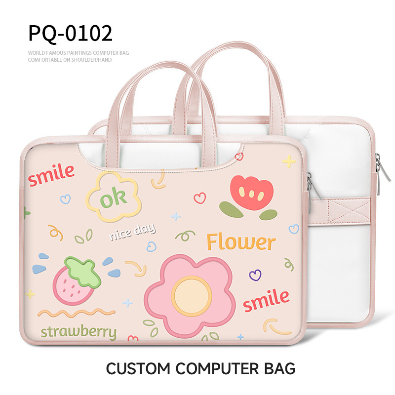Geantă pentru laptop din PU piele, impermeabilă, rezistentă la abraziune, absorbție a șocurilor, imprimeu anime