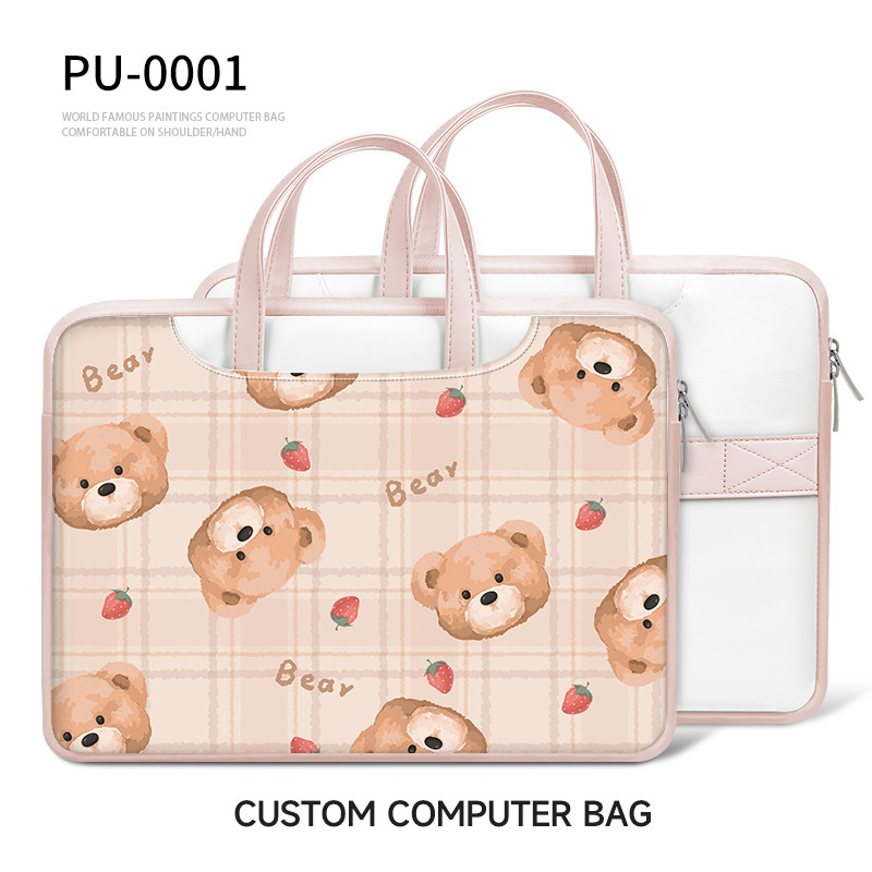 Geantă pentru laptop din PU piele, impermeabilă, rezistentă la abraziune, absorbție a șocurilor, imprimeu anime