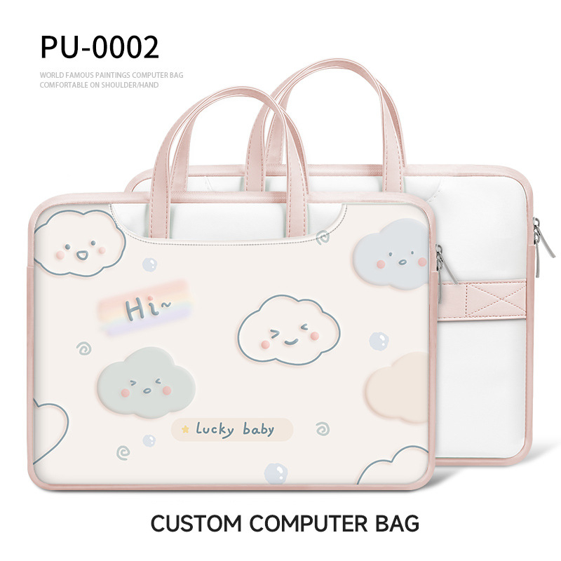 Geantă pentru laptop din PU piele, impermeabilă, rezistentă la abraziune, absorbție a șocurilor, imprimeu anime