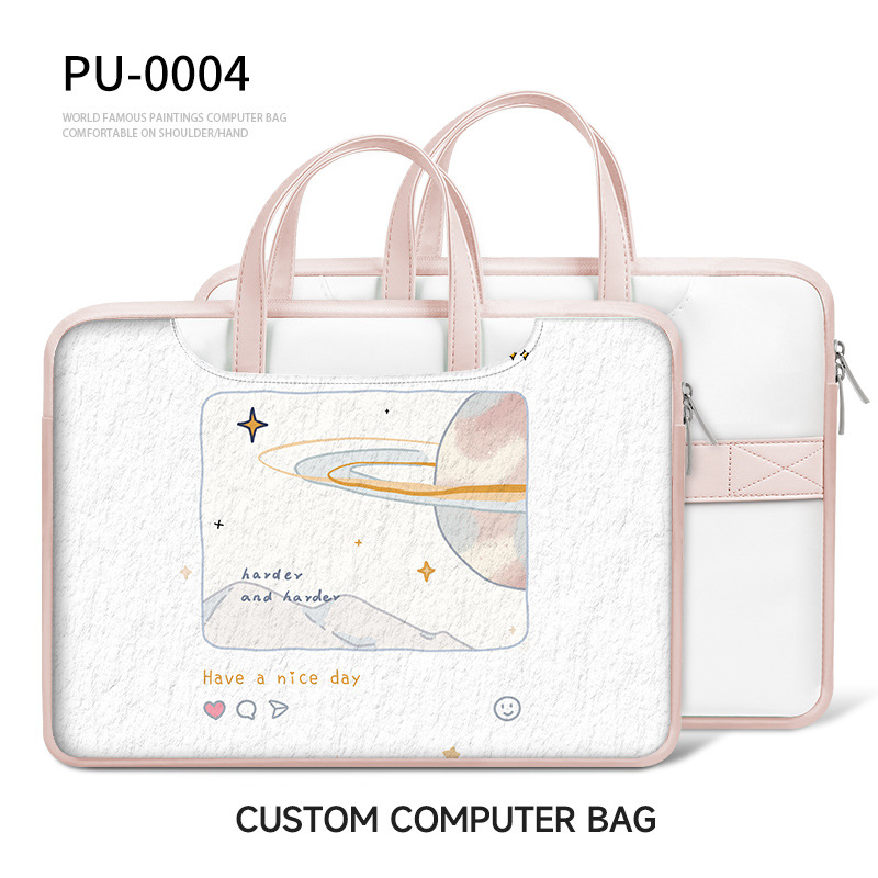 Geantă pentru laptop din PU piele, impermeabilă, rezistentă la abraziune, absorbție a șocurilor, imprimeu anime