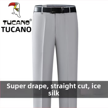 Ανδρικά casual παντελόνια από βαμβάκι, ίσια γραμμή, υψηλή μέση, χωρίς σιδέρωμα