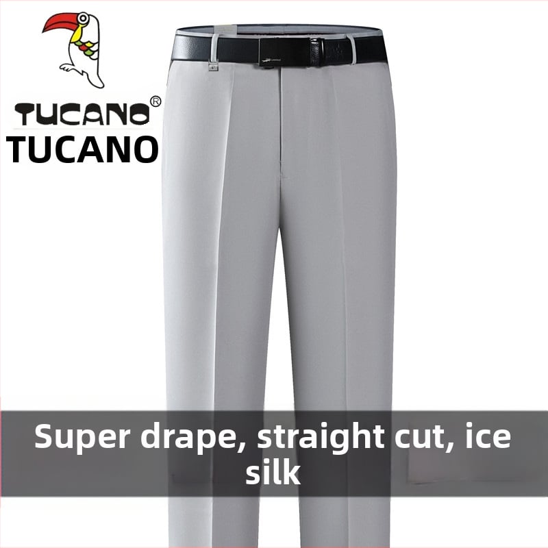 Ανδρικά casual παντελόνια από βαμβάκι, ίσια γραμμή, υψηλή μέση, χωρίς σιδέρωμα