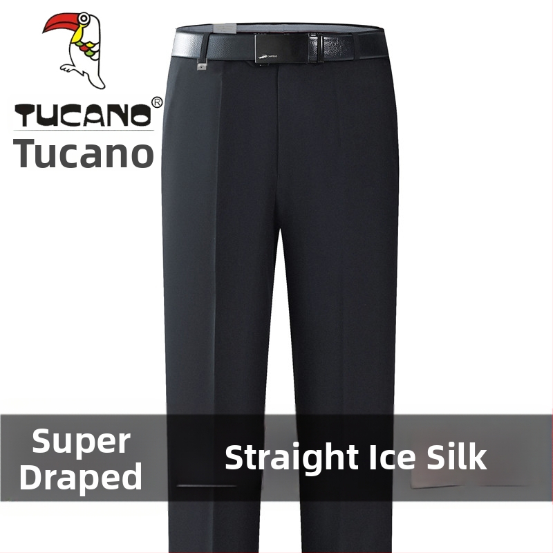 Ανδρικά casual παντελόνια από βαμβάκι, ίσια γραμμή, υψηλή μέση, χωρίς σιδέρωμα