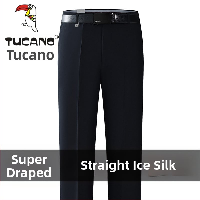 Ανδρικά casual παντελόνια από βαμβάκι, ίσια γραμμή, υψηλή μέση, χωρίς σιδέρωμα