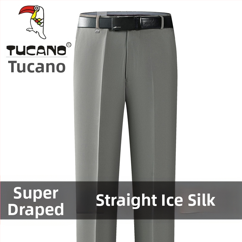 Ανδρικά casual παντελόνια από βαμβάκι, ίσια γραμμή, υψηλή μέση, χωρίς σιδέρωμα