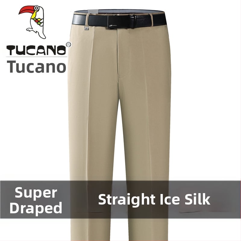 Ανδρικά casual παντελόνια από βαμβάκι, ίσια γραμμή, υψηλή μέση, χωρίς σιδέρωμα