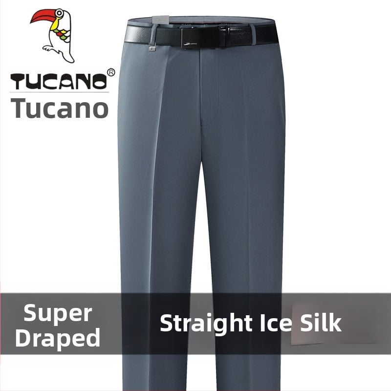 Ανδρικά casual παντελόνια από βαμβάκι, ίσια γραμμή, υψηλή μέση, χωρίς σιδέρωμα