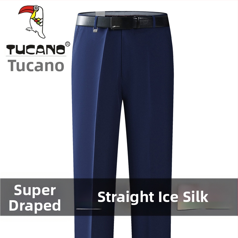 Ανδρικά casual παντελόνια από βαμβάκι, ίσια γραμμή, υψηλή μέση, χωρίς σιδέρωμα