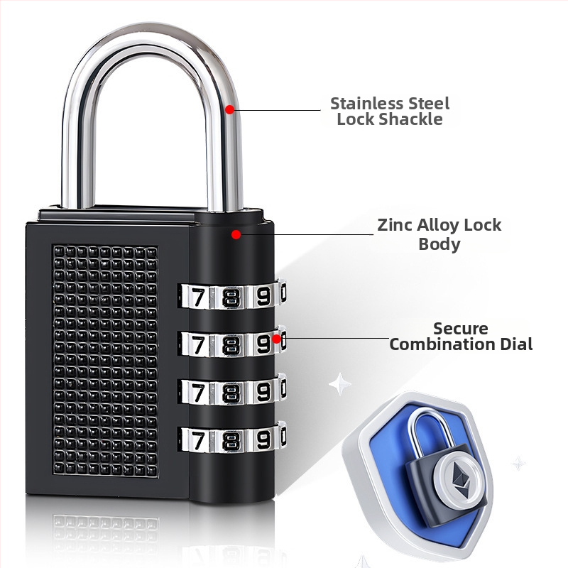 Štvordigitový kovový zámok s heslom, Model 06, univerzálny dizajn, vhodný pre internátne skrinky a dvere skríň, suterén a garáž.