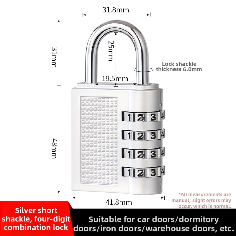 Štvordigitový kovový zámok s heslom, Model 06, univerzálny dizajn, vhodný pre internátne skrinky a dvere skríň, suterén a garáž.