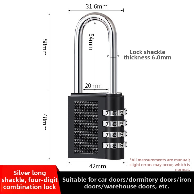 Štvordigitový kovový zámok s heslom, Model 06, univerzálny dizajn, vhodný pre internátne skrinky a dvere skríň, suterén a garáž.