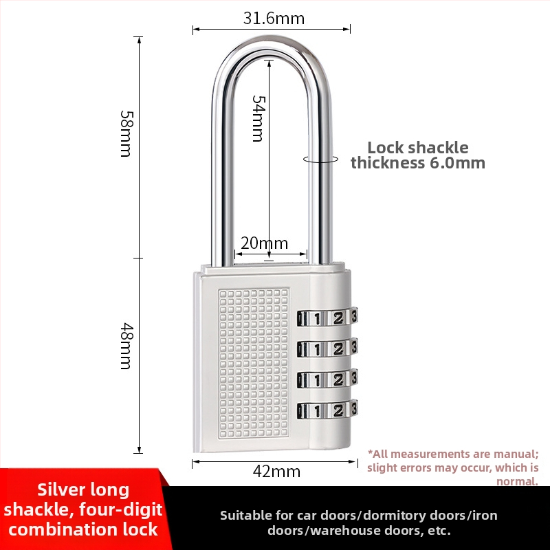 Štvordigitový kovový zámok s heslom, Model 06, univerzálny dizajn, vhodný pre internátne skrinky a dvere skríň, suterén a garáž.