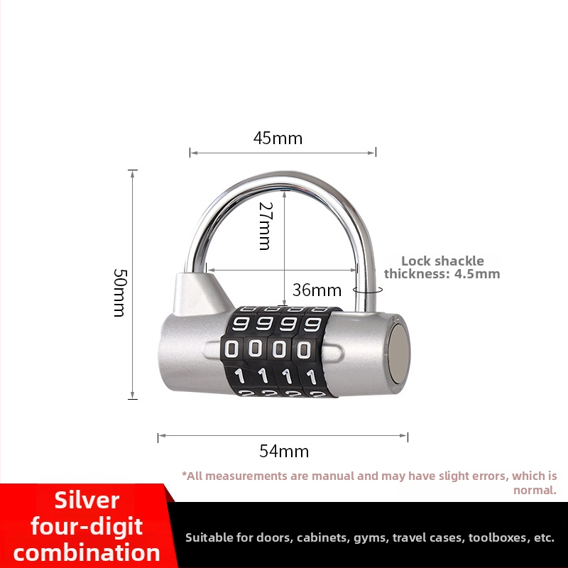 Štvordigitový kovový zámok s heslom, Model 06, univerzálny dizajn, vhodný pre internátne skrinky a dvere skríň, suterén a garáž.