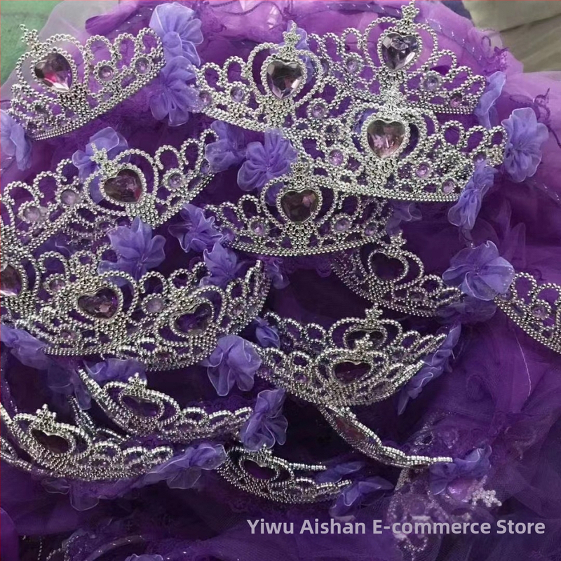 Κορώνα με βέλο για παιδιά, πλέγμα, καρτούν στυλ, unisex, διπλό στρώμα, προσαρμογή κατά παραγγελία