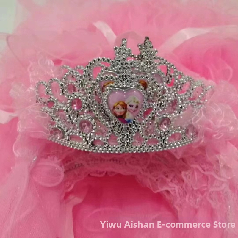 Κορώνα με βέλο για παιδιά, πλέγμα, καρτούν στυλ, unisex, διπλό στρώμα, προσαρμογή κατά παραγγελία