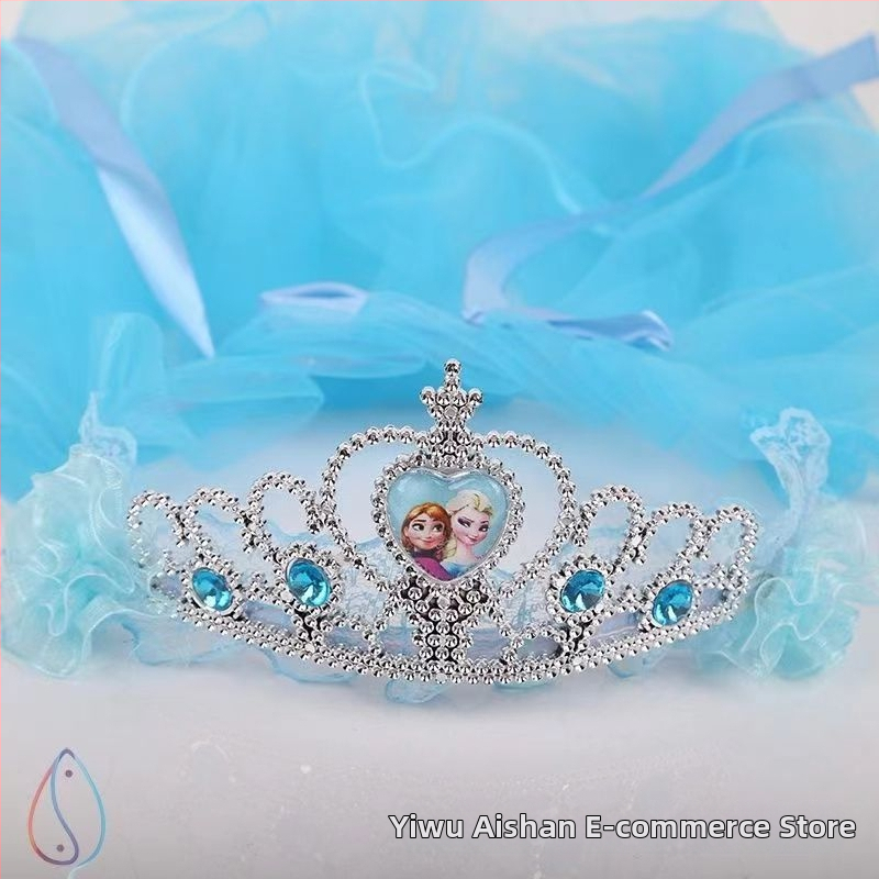 Κορώνα με βέλο για παιδιά, πλέγμα, καρτούν στυλ, unisex, διπλό στρώμα, προσαρμογή κατά παραγγελία