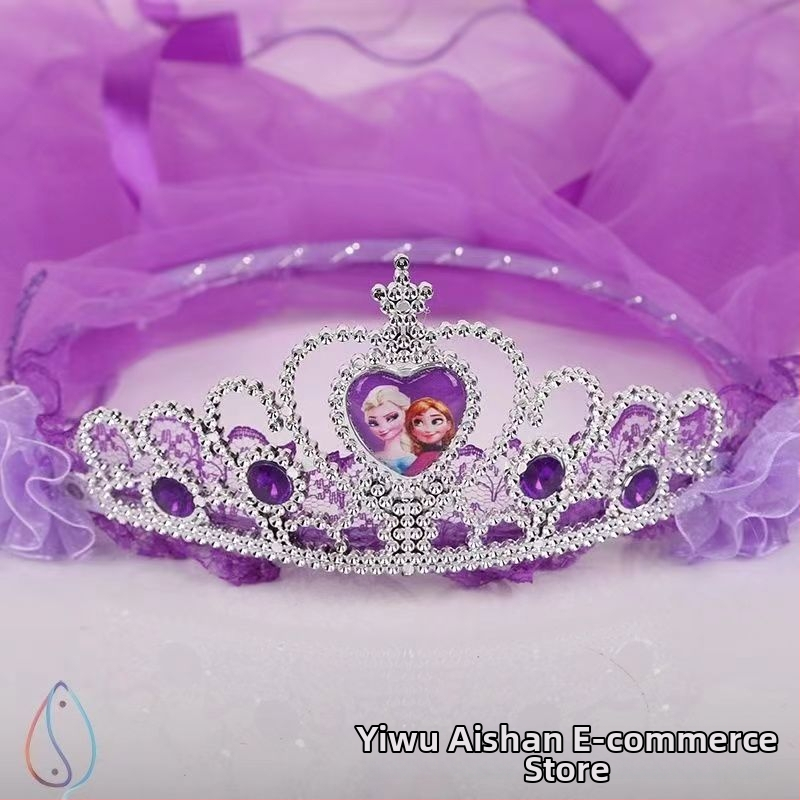 Κορώνα με βέλο για παιδιά, πλέγμα, καρτούν στυλ, unisex, διπλό στρώμα, προσαρμογή κατά παραγγελία