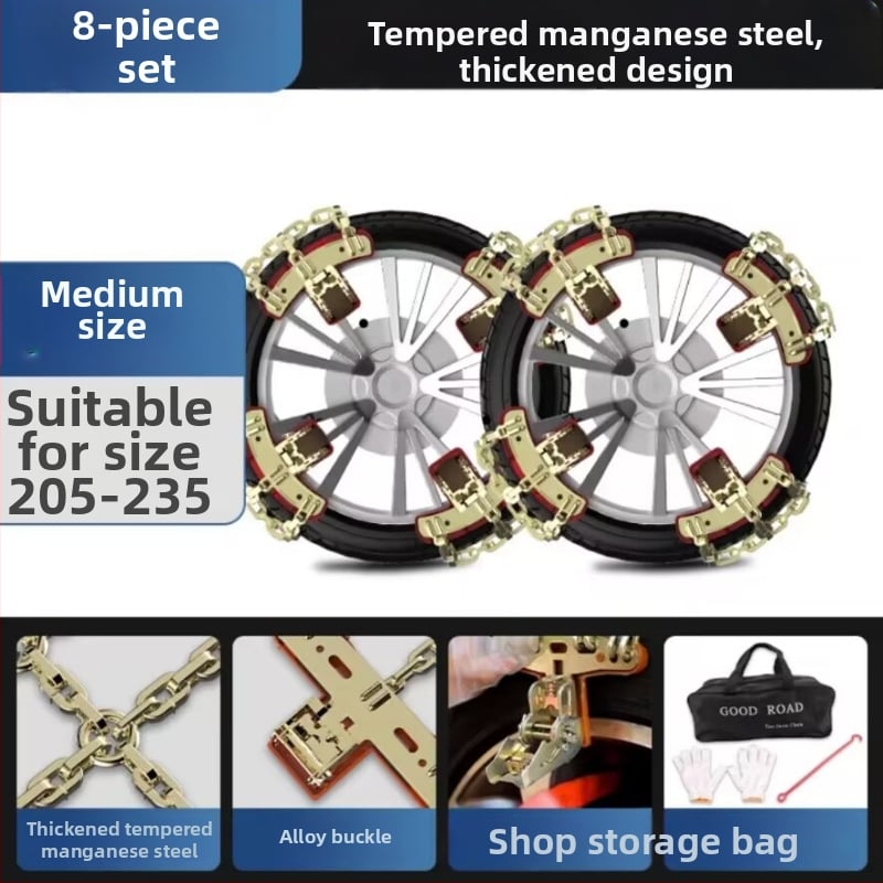 Șine antiderapante din aliaj pentru anvelope de zăpadă, universale pentru sedanuri, SUV-uri și off-road, 1 kg