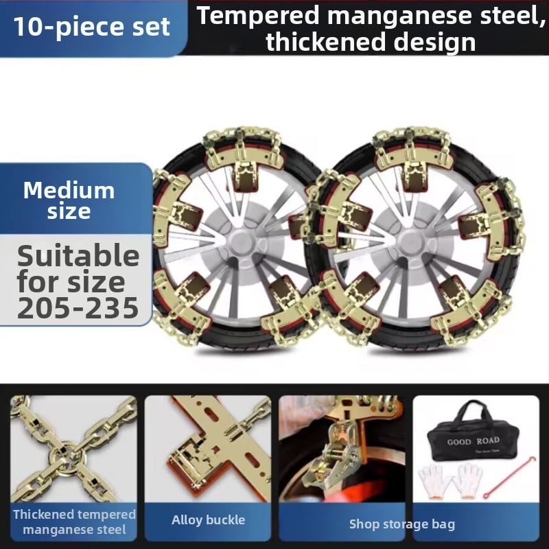 Șine antiderapante din aliaj pentru anvelope de zăpadă, universale pentru sedanuri, SUV-uri și off-road, 1 kg