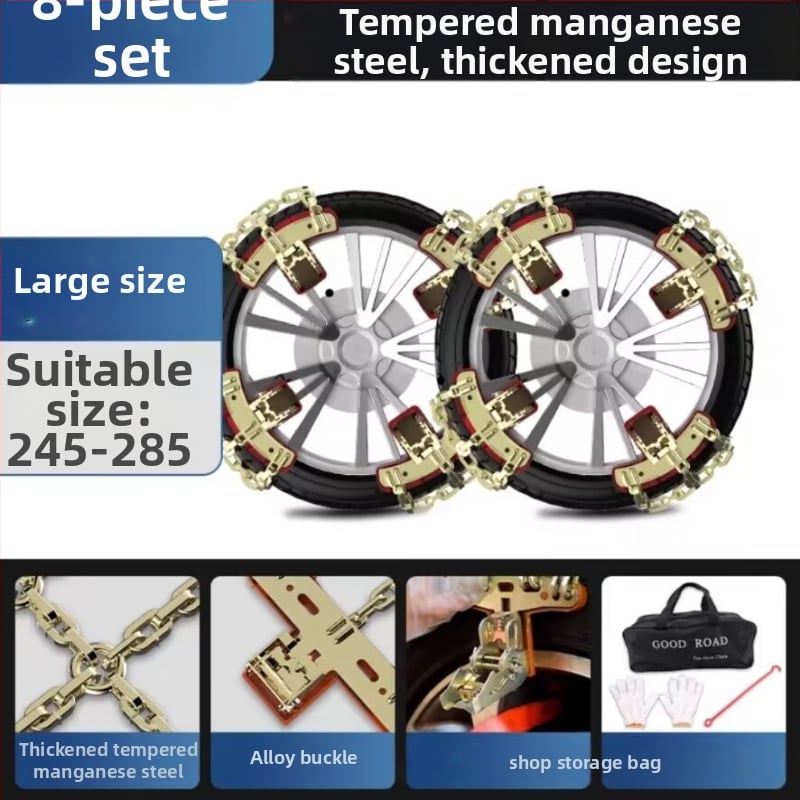 Șine antiderapante din aliaj pentru anvelope de zăpadă, universale pentru sedanuri, SUV-uri și off-road, 1 kg