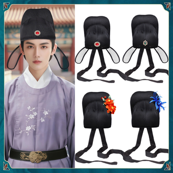 Férfiaknak tervezett ősi stílusú udvari tisztviselő sapka, retro cosplay kiegészítő, mechanikus kidolgozás