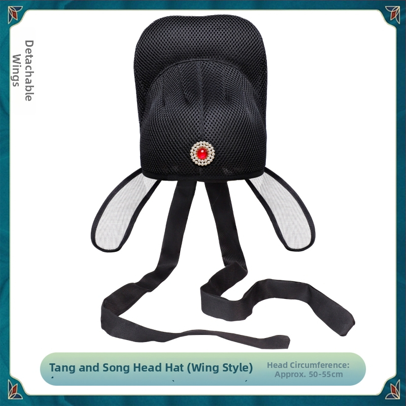 Férfiaknak tervezett ősi stílusú udvari tisztviselő sapka, retro cosplay kiegészítő, mechanikus kidolgozás