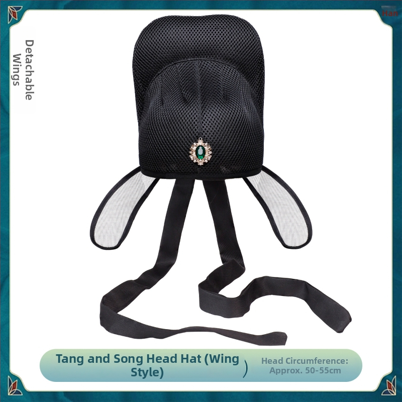 Férfiaknak tervezett ősi stílusú udvari tisztviselő sapka, retro cosplay kiegészítő, mechanikus kidolgozás