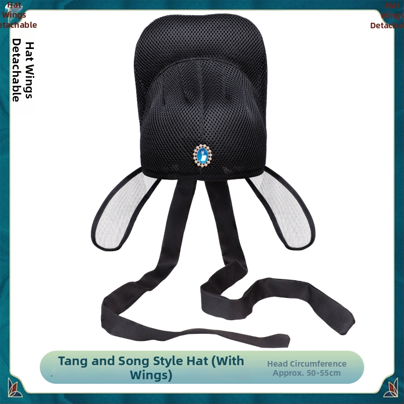 Férfiaknak tervezett ősi stílusú udvari tisztviselő sapka, retro cosplay kiegészítő, mechanikus kidolgozás