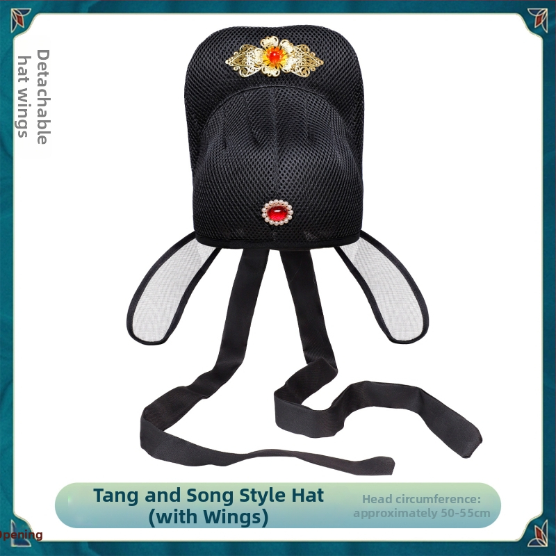 Férfiaknak tervezett ősi stílusú udvari tisztviselő sapka, retro cosplay kiegészítő, mechanikus kidolgozás